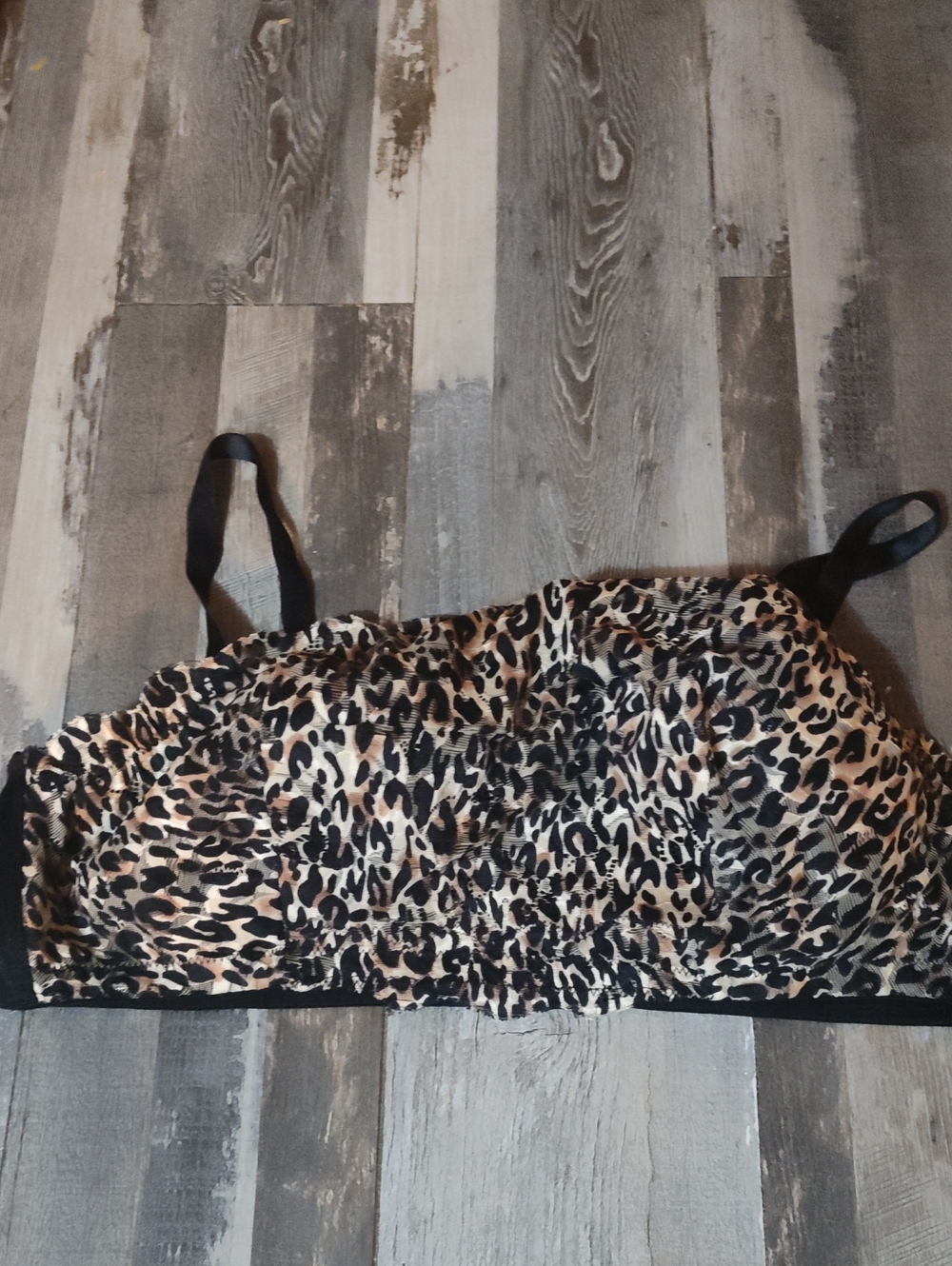 Comfort Choice 44C Leopard Print Lightly Lined Wire-Free Bralette  Tan and Black